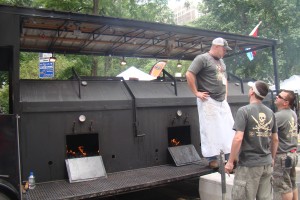 Pitmaster, Patrick Martin manning his BBQ & staff!