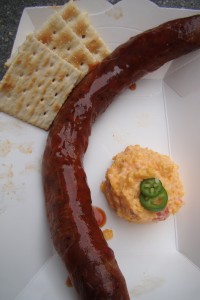 Smoked Sausage & jalapeno-pimento cheese spread at JimNnicks!