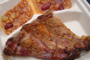 Baby back ribs & beans from 17th St bar & grill 